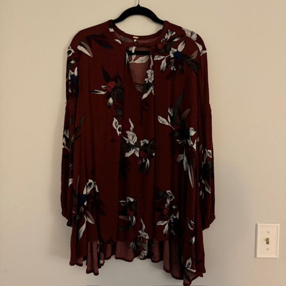 Free People Tree Swing Floral Oversized Tunic w/ Pockets Size XS